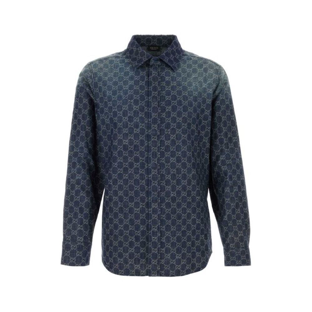 Gucci Men Printed Chambray Shirt